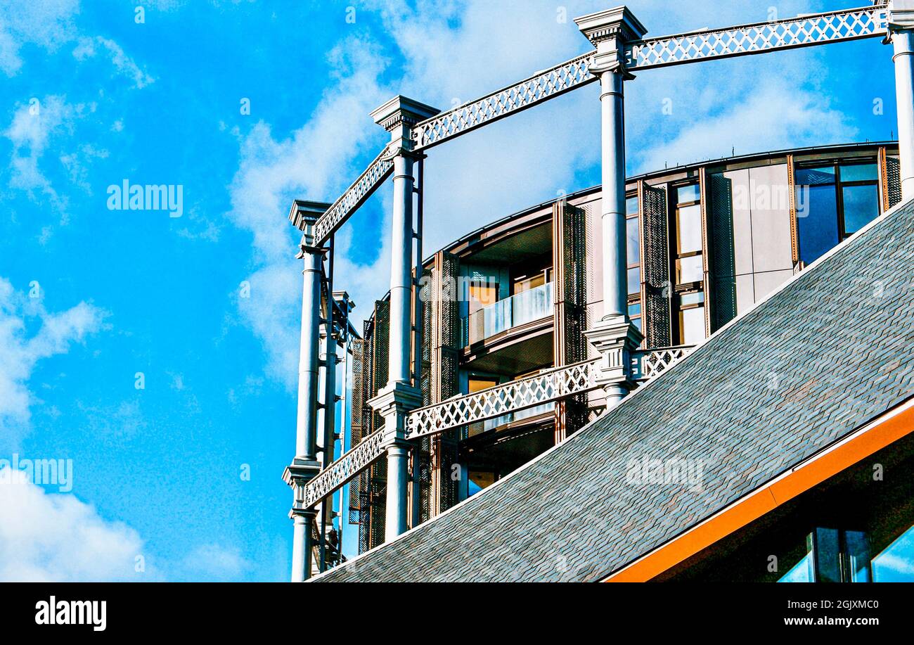 Gasholders luxury apartment building in the Coal Drops Yard development in Kings Cross, London