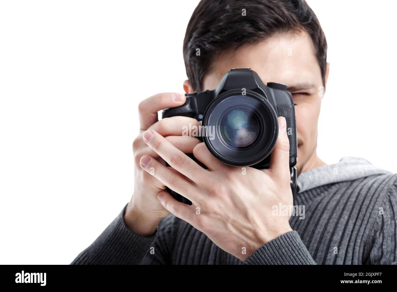 successful professional photographer use DSLR digital camera iso Stock Photo Alamy