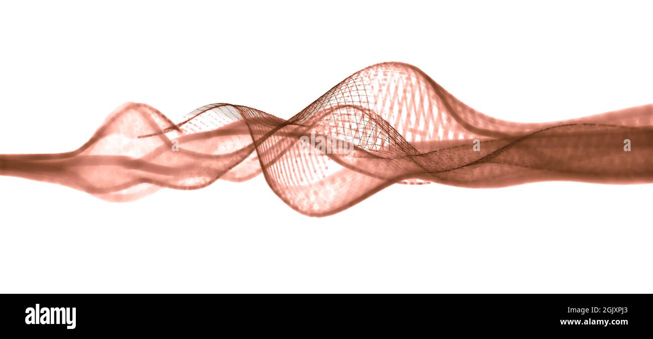 Abstract visualization of red wireframe sound waves with different