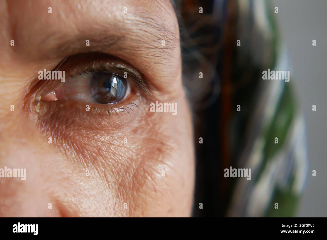 detail shot of asian senior women eye  Stock Photo