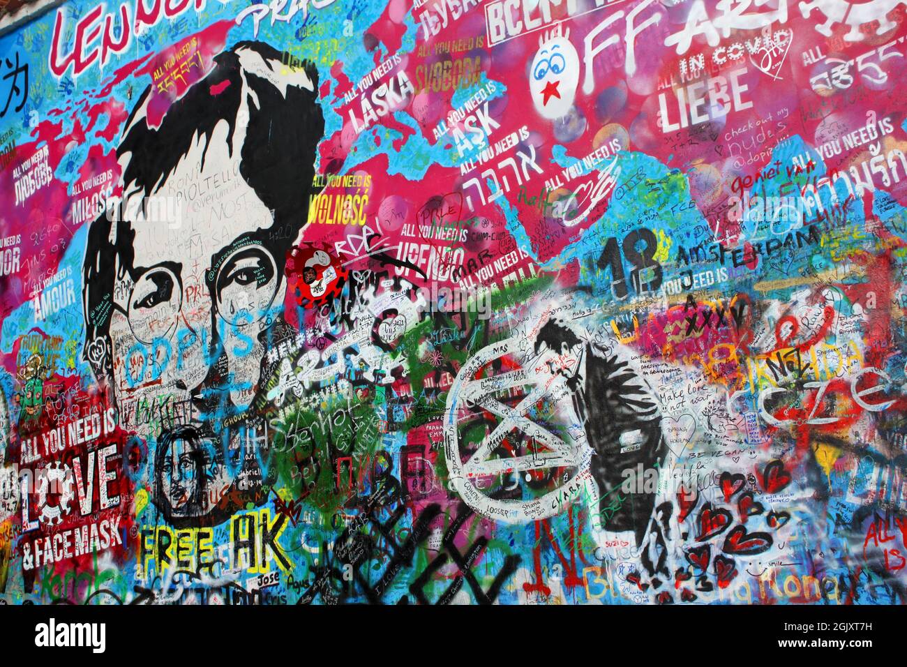 John Lennon wall in Prague Stock Photo