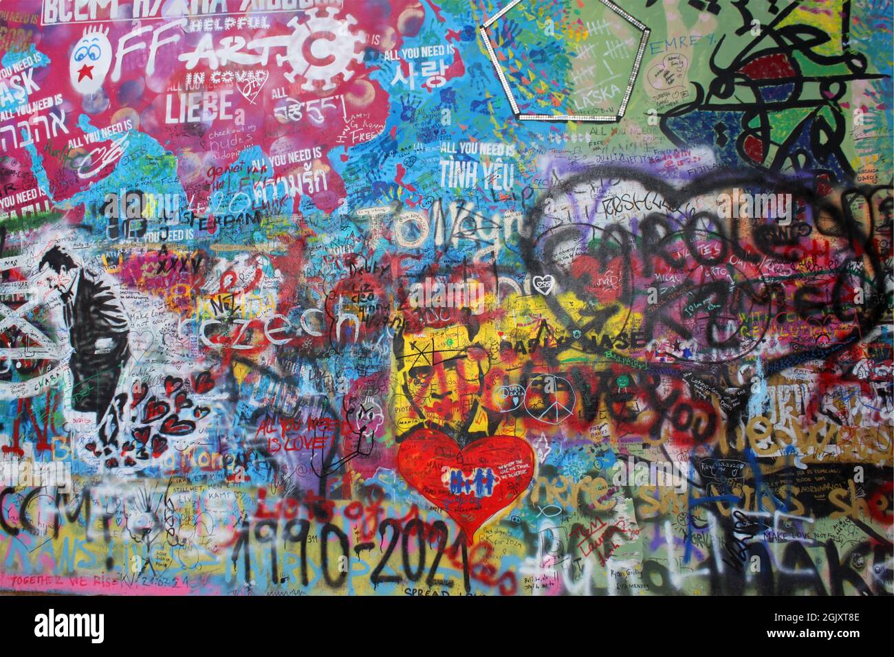 John Lennon wall in Prague Stock Photo