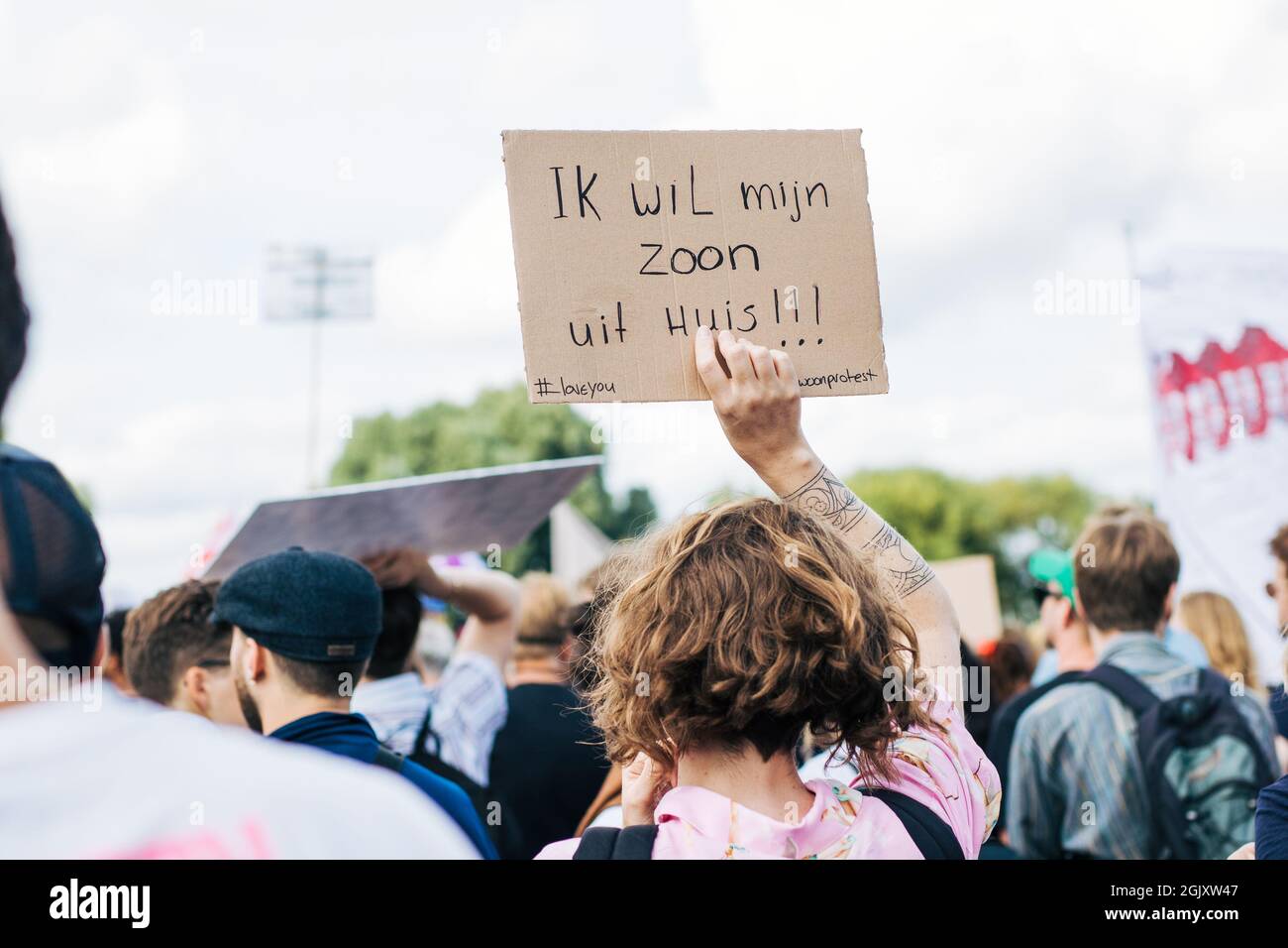 Amsterdam, The Netherlands 12 September 2021 Woonprotest