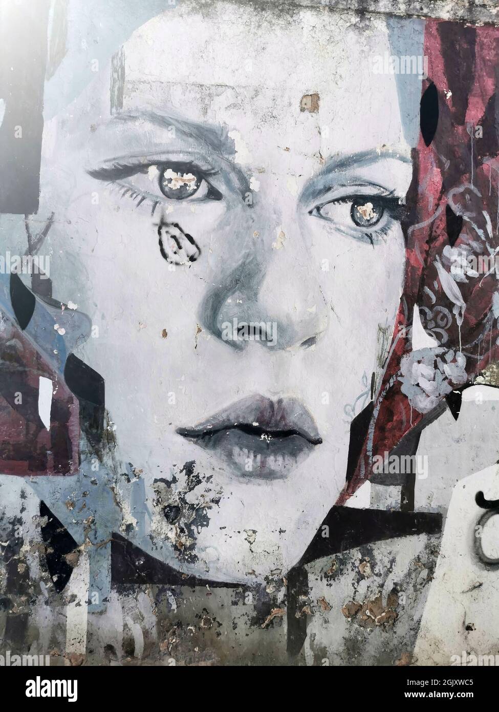 Woman face Graffiti Porto Portugal Stock Photo