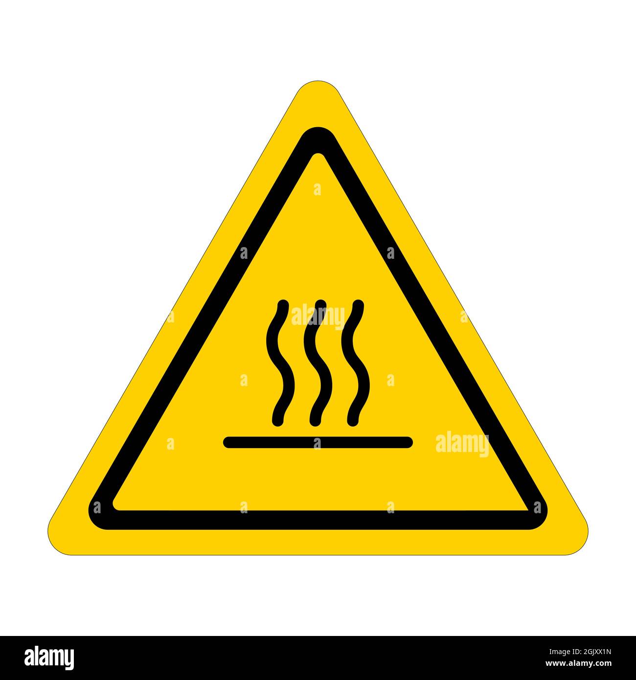 triangular sign danger hot surfaces inside avoid contact burn Stock Vector