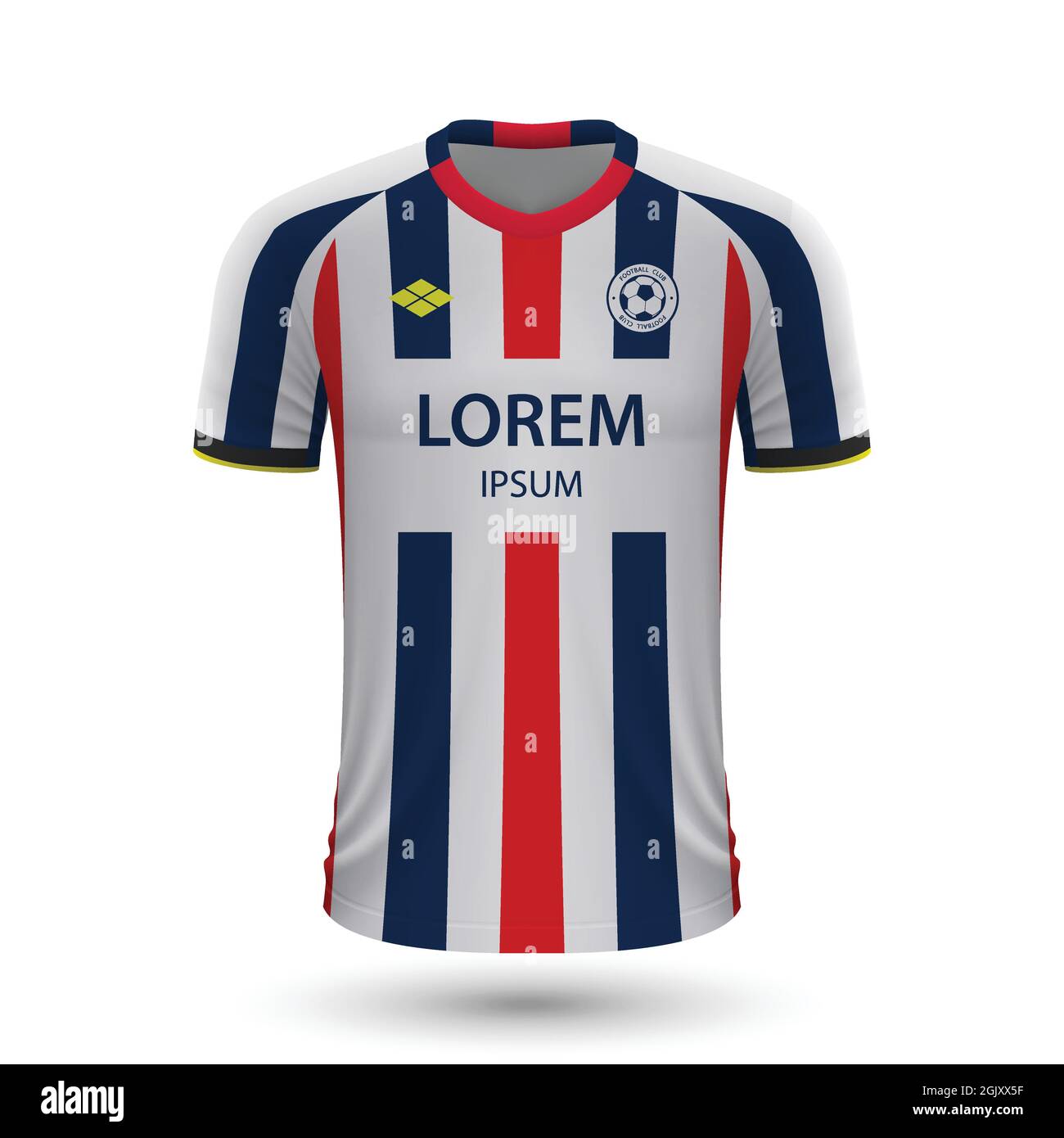 Realistic soccer shirt Willem 2022, jersey template for football kit. Vector illustration Stock Vector