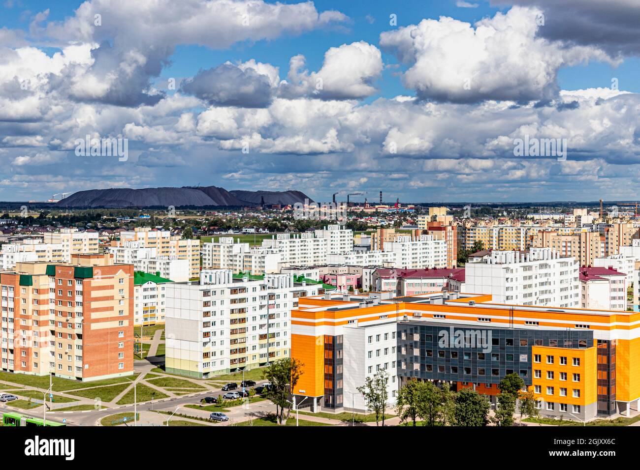 Modern multi-storey residential area. Mortgage lending for a young family. Belarus. Soligorsk Stock Photo