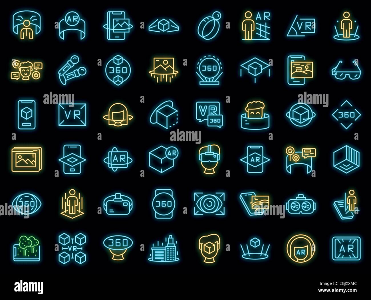 Augmented reality icons set. Outline set of augmented reality vector ...