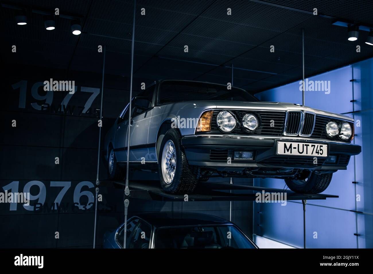 Munich/ Germany - May, 24 2019: 1977 BMW 745iclassic car in BMW Museum/ BMW Welt Stock Photo