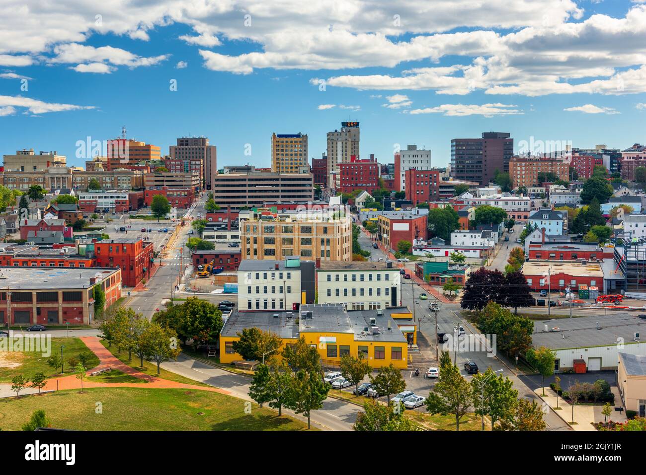 Portland, Maine, USA downtown cityscape in the afternoon. Stock Photo