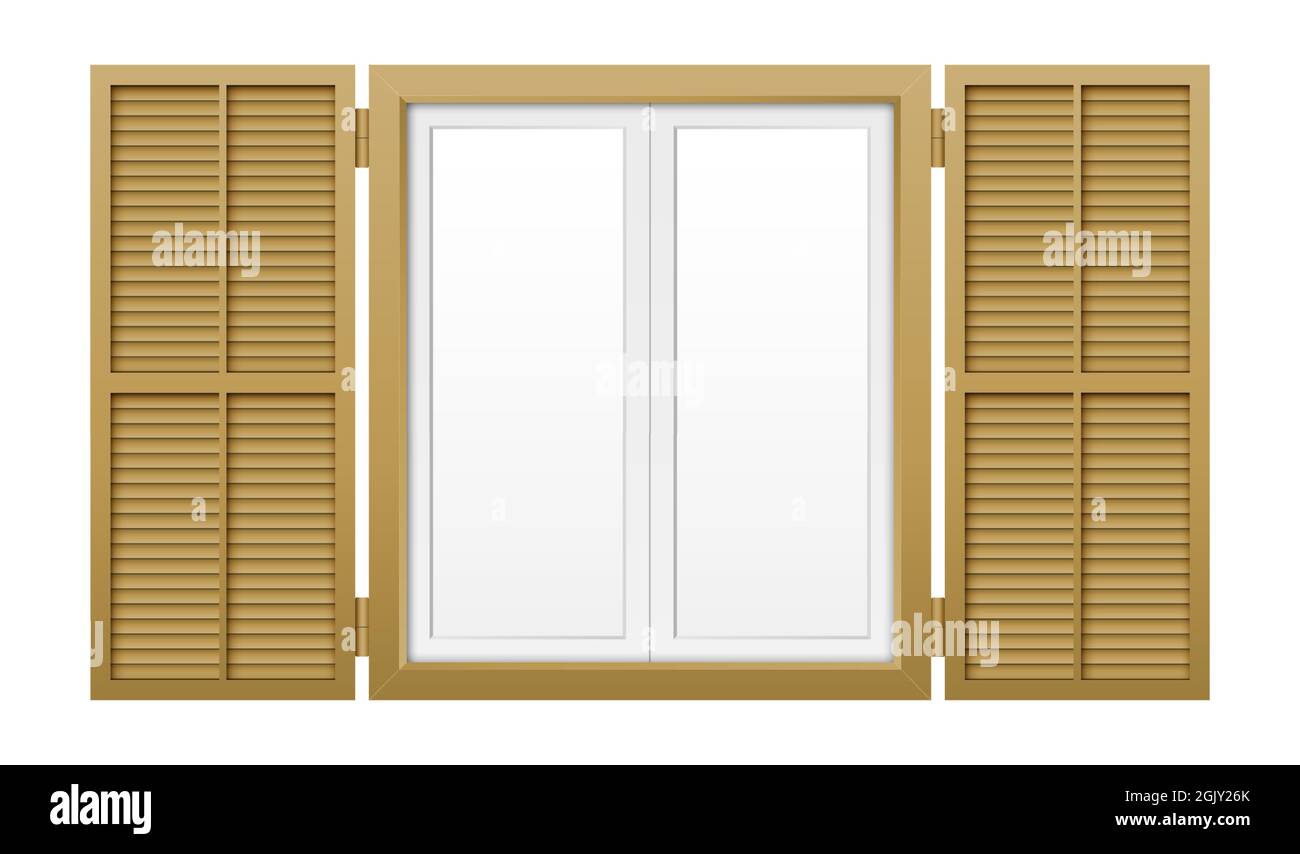 Window with shutters isolated on a white background. Vector