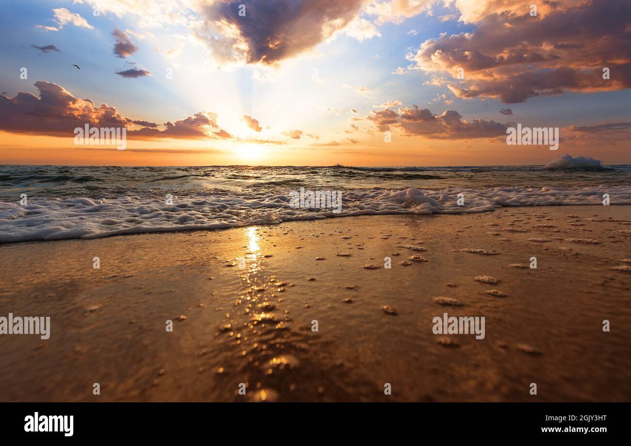 Beach sunrise over the sea! Stock Photo - Alamy