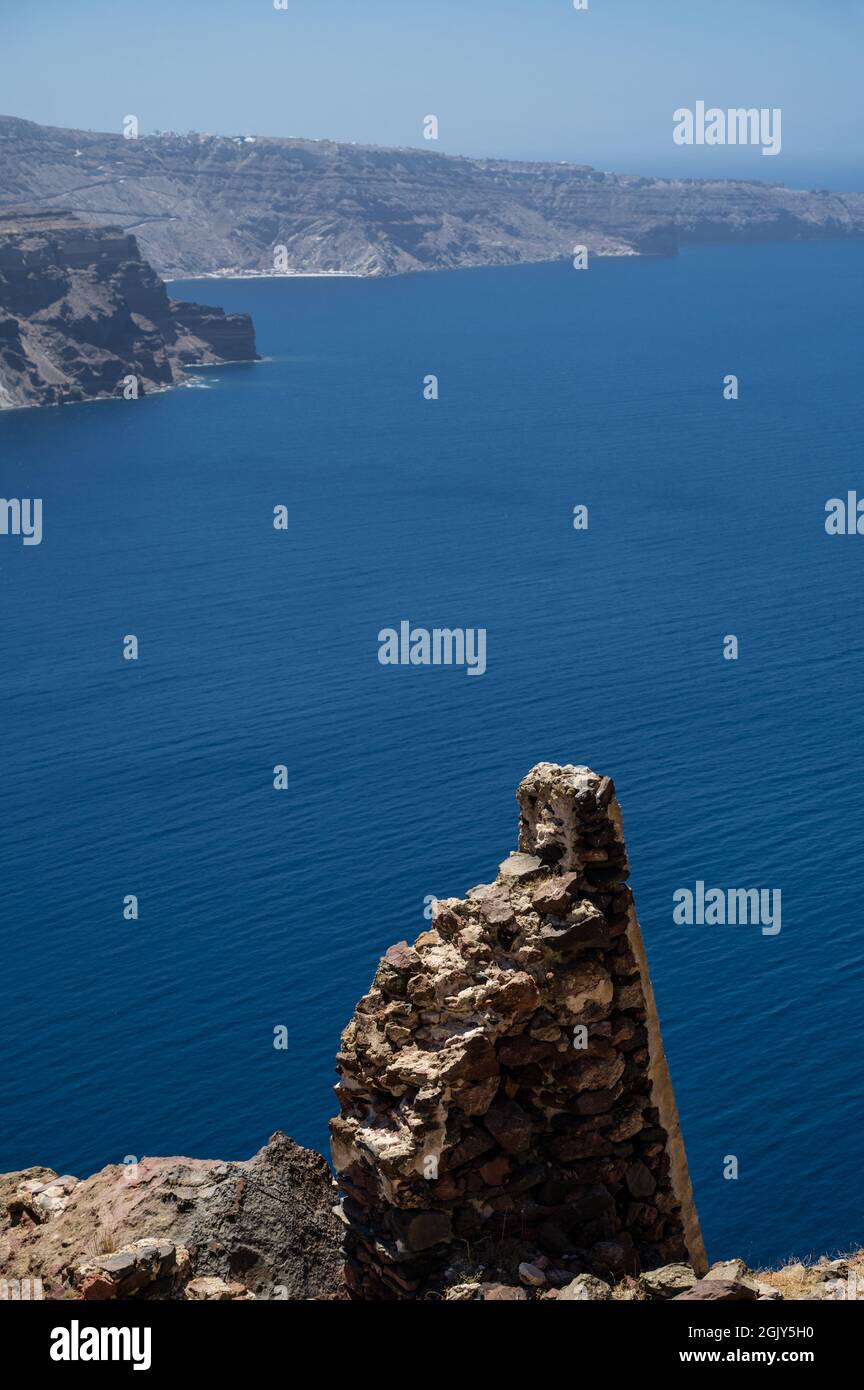Santorini volcano island Greece View of Aegean sea and caldera Stock