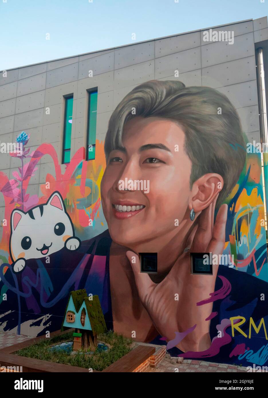 Bts Rm S Birthday September 12 2021 A Wall Painting Of Bts Leader Rm Is Seen In Ilsan New Town In Goyang North Of Seoul South Korea The Wall Painting Of Rm
