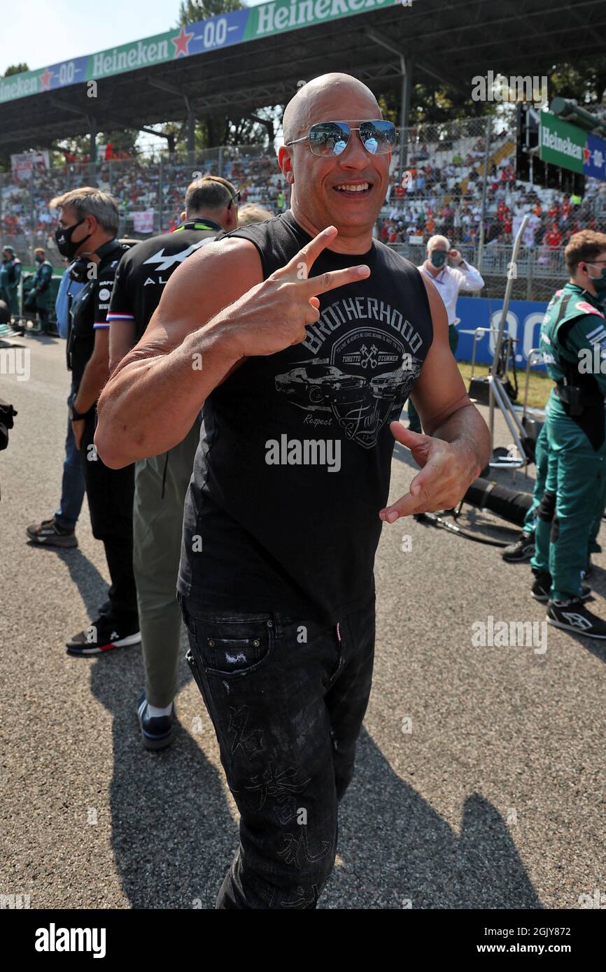 Monza, Italy. 12th Sep, 2021. Vin Diesel (USA) Actor on the grid. Italian Grand Prix, Sunday 12th September 2021. Monza Italy. Credit: James Moy/Alamy Live News Stock Photo