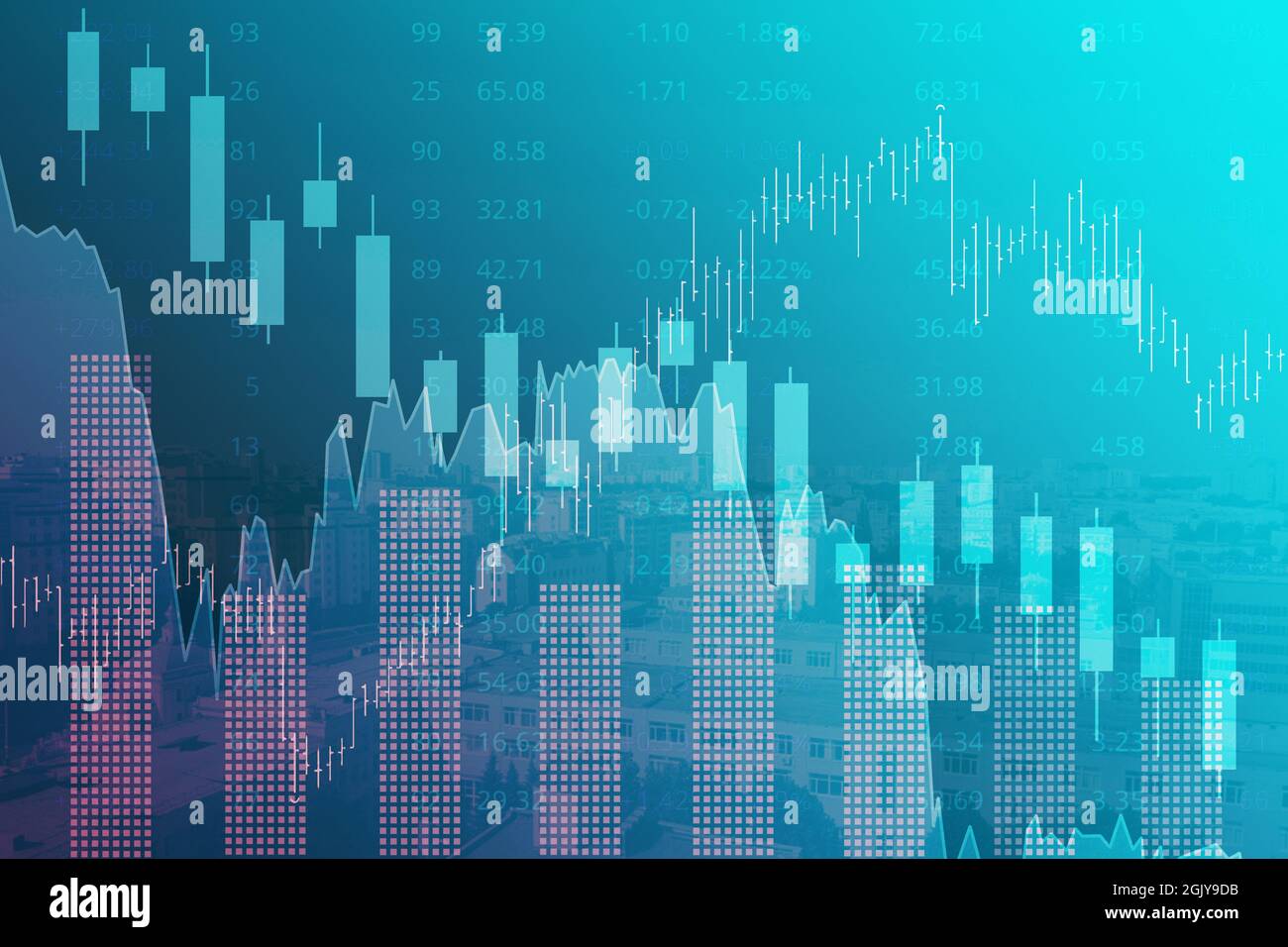 Financial background of stock and derivatives market, graphs, charts ...