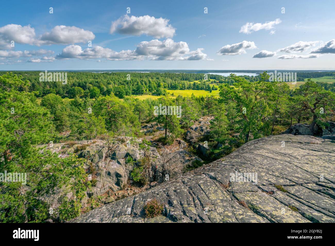 Beautiful summer day in Swedish landscape of Segersgarde nature ...