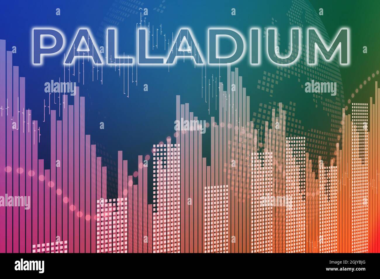 Price change on trading Palladium futures on finance background from  graphs, charts, columns, earth. Trend up and down. 3D illustration.  Financial der Stock Photo - Alamy
