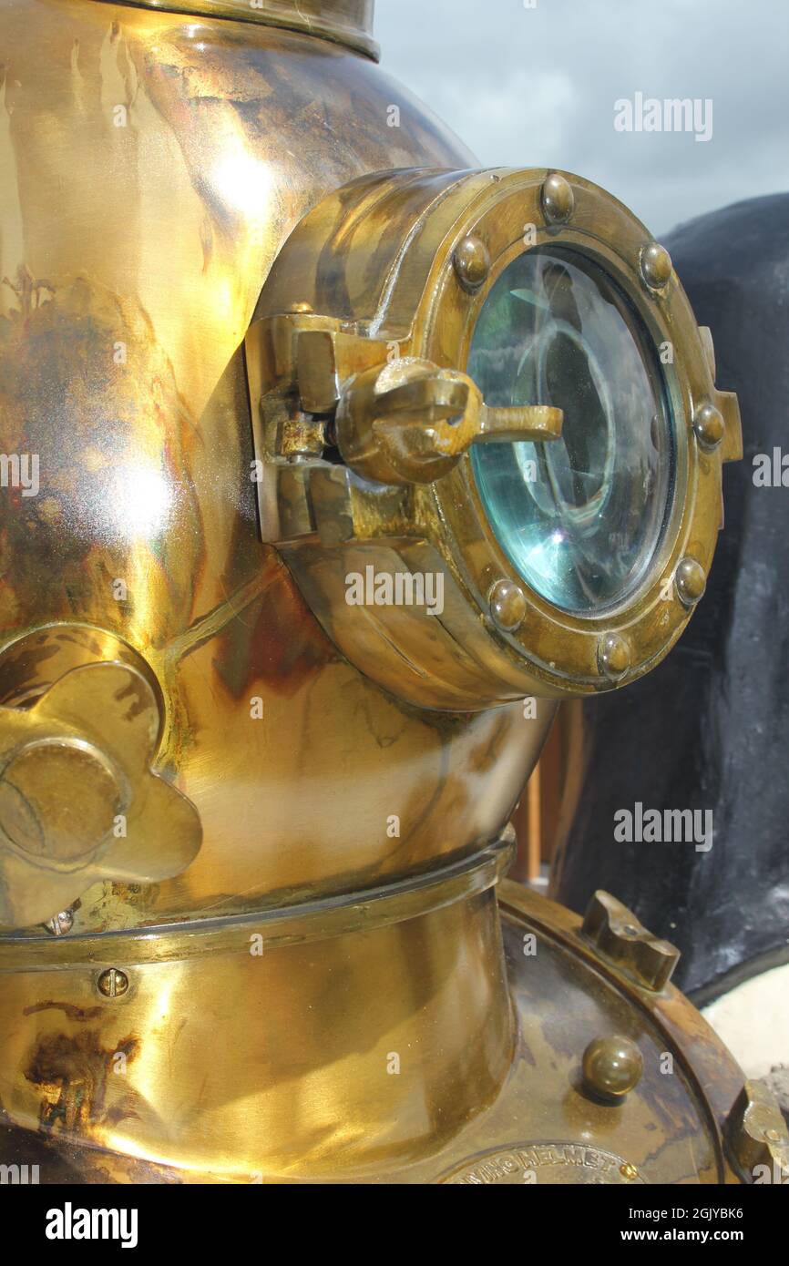 Brass diving helmet Stock Photo