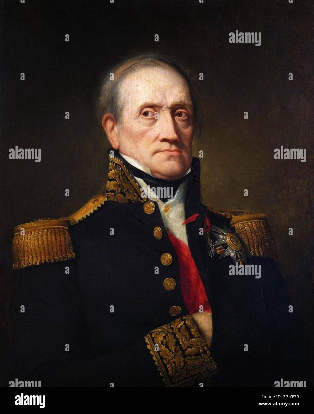 Marshal Jean-de-dieu Soult. Napoleon only promoted his men by merit, not by their title, which gave him a formidable army during the Napoleonic Wars. Painting by George Peter Healey. Soult was the son of a contry notary. Stock Photo