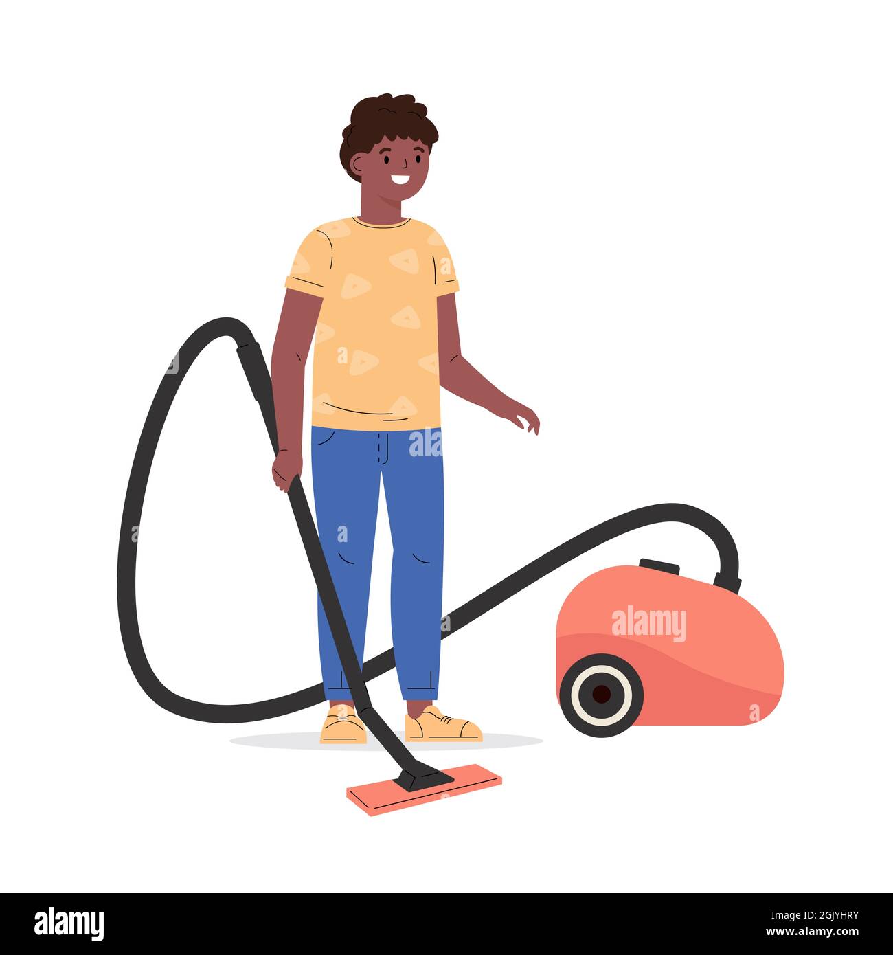 Housekeeping activity.Boy helping vacuum clean Stock Vector Image & Art ...