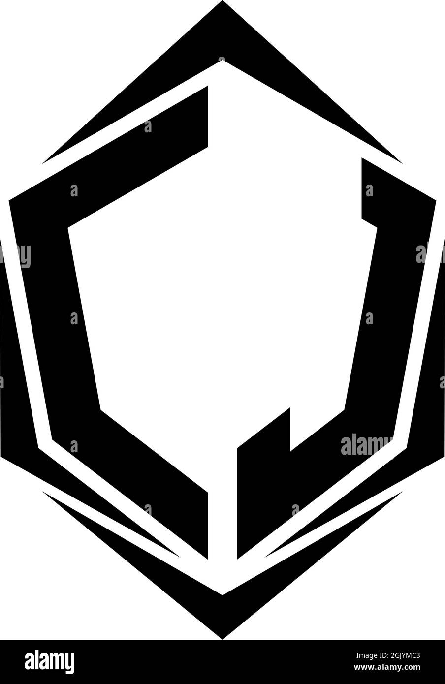 Initial CJ logo design, Initial CJ logo design with Shield style, Logo business branding. Stock Vector