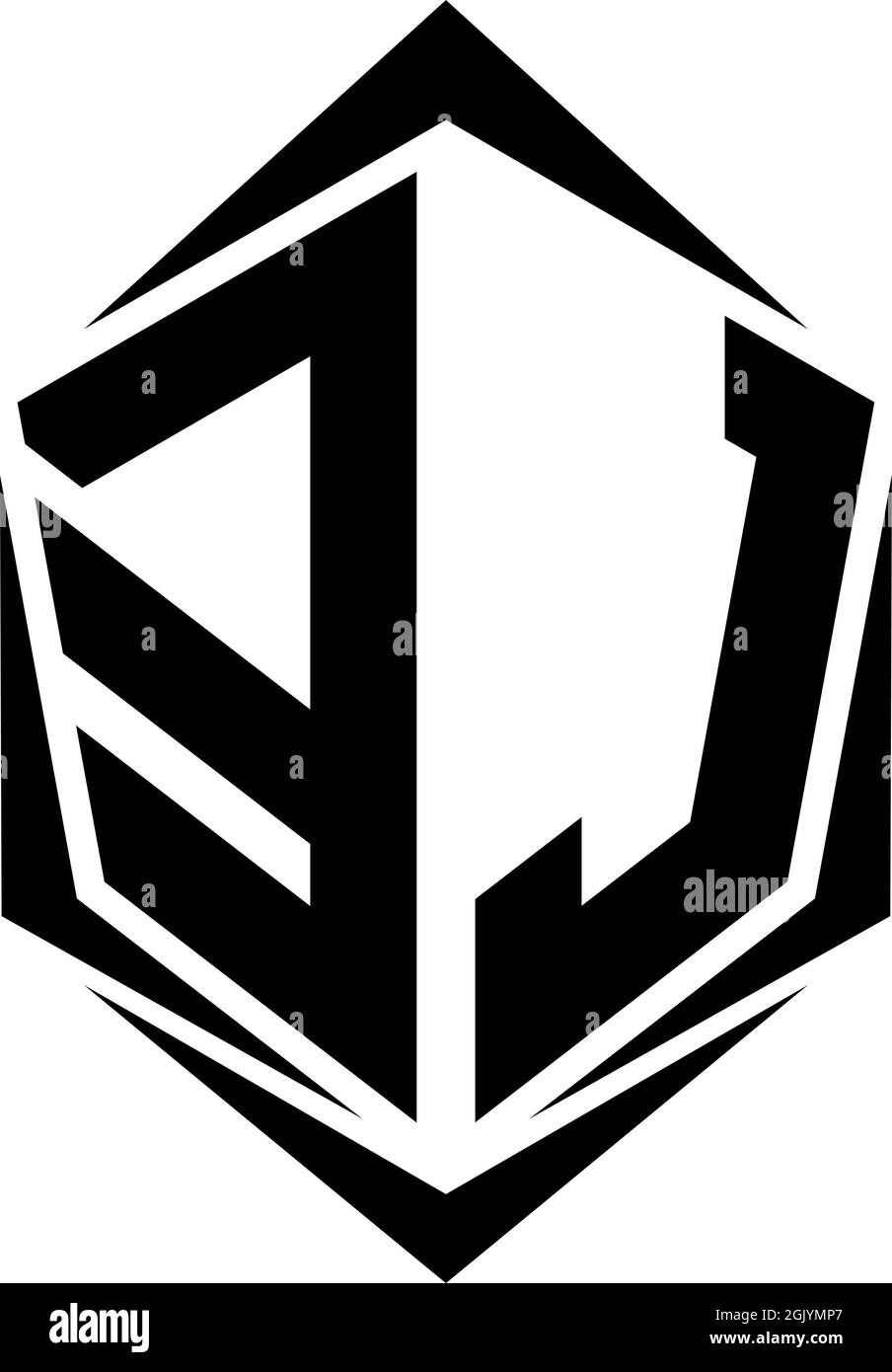 Initial EJ logo design, Initial EJ logo design with Shield style, Logo business branding. Stock Vector