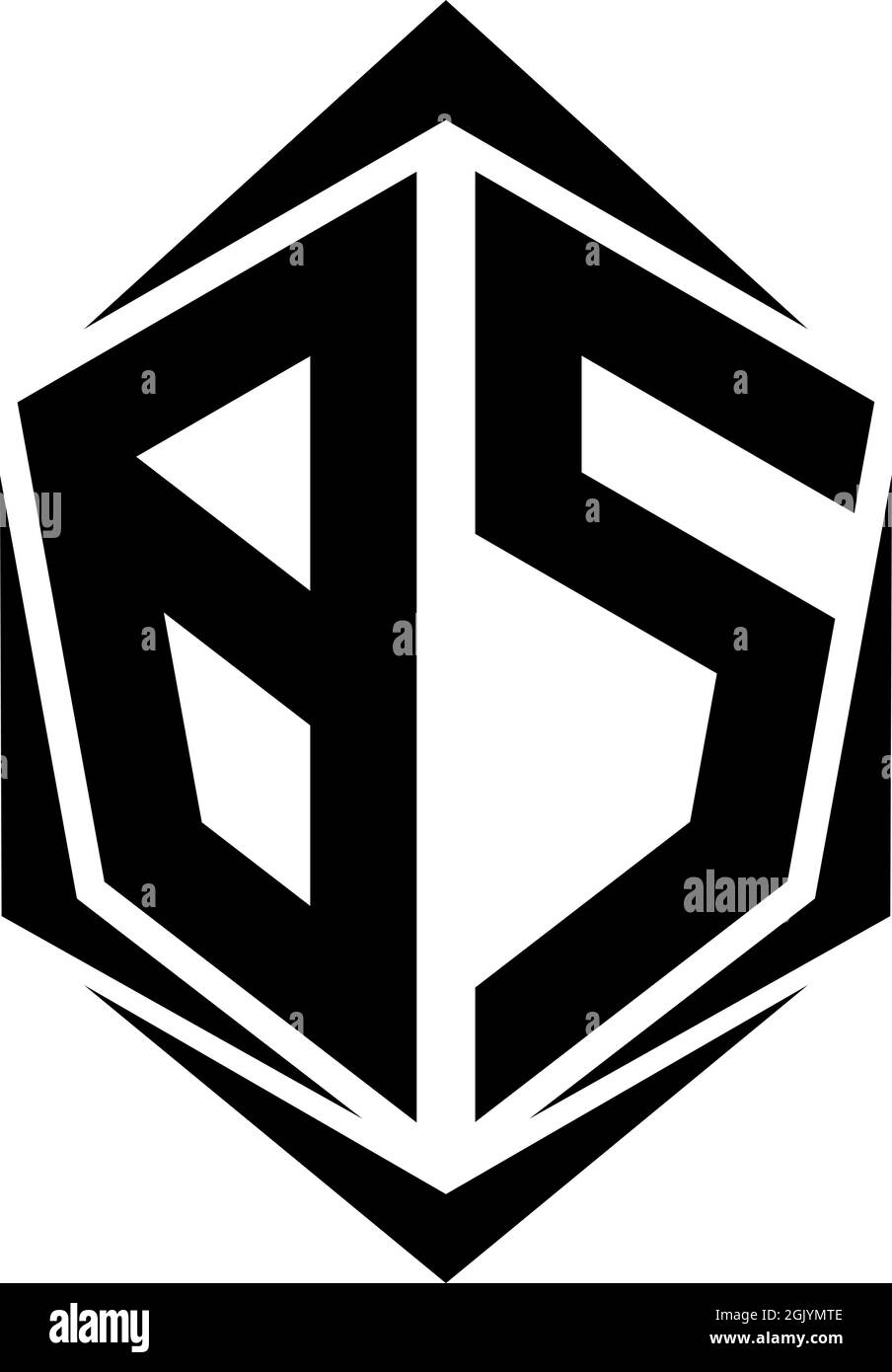 Initial BS logo design, Initial BS logo design with Shield style, Logo business branding. Stock Vector