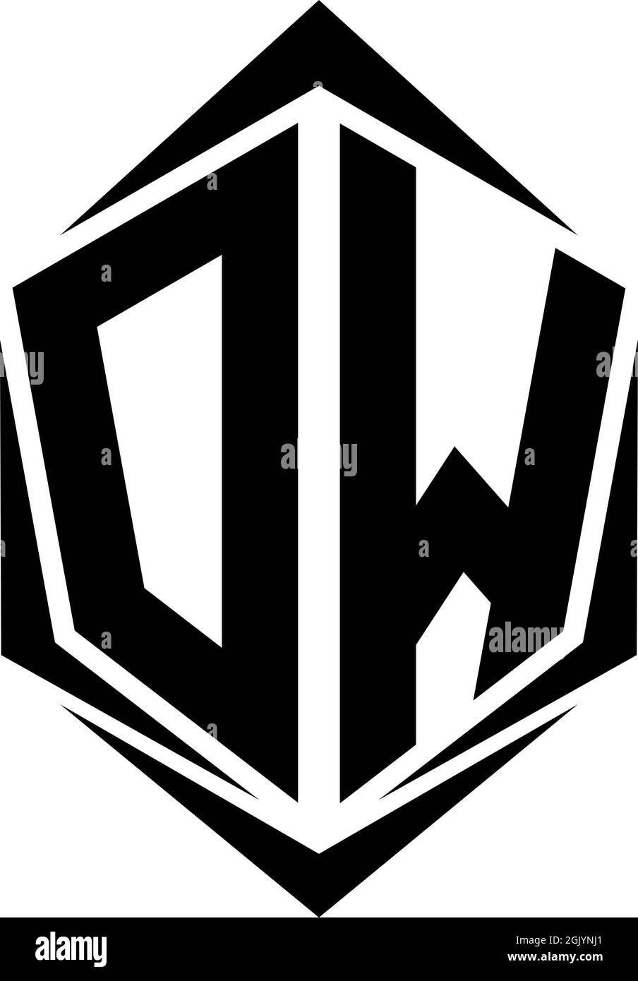 Initial DW logo design, Initial DW logo design with Shield style, Logo business branding. Stock Vector
