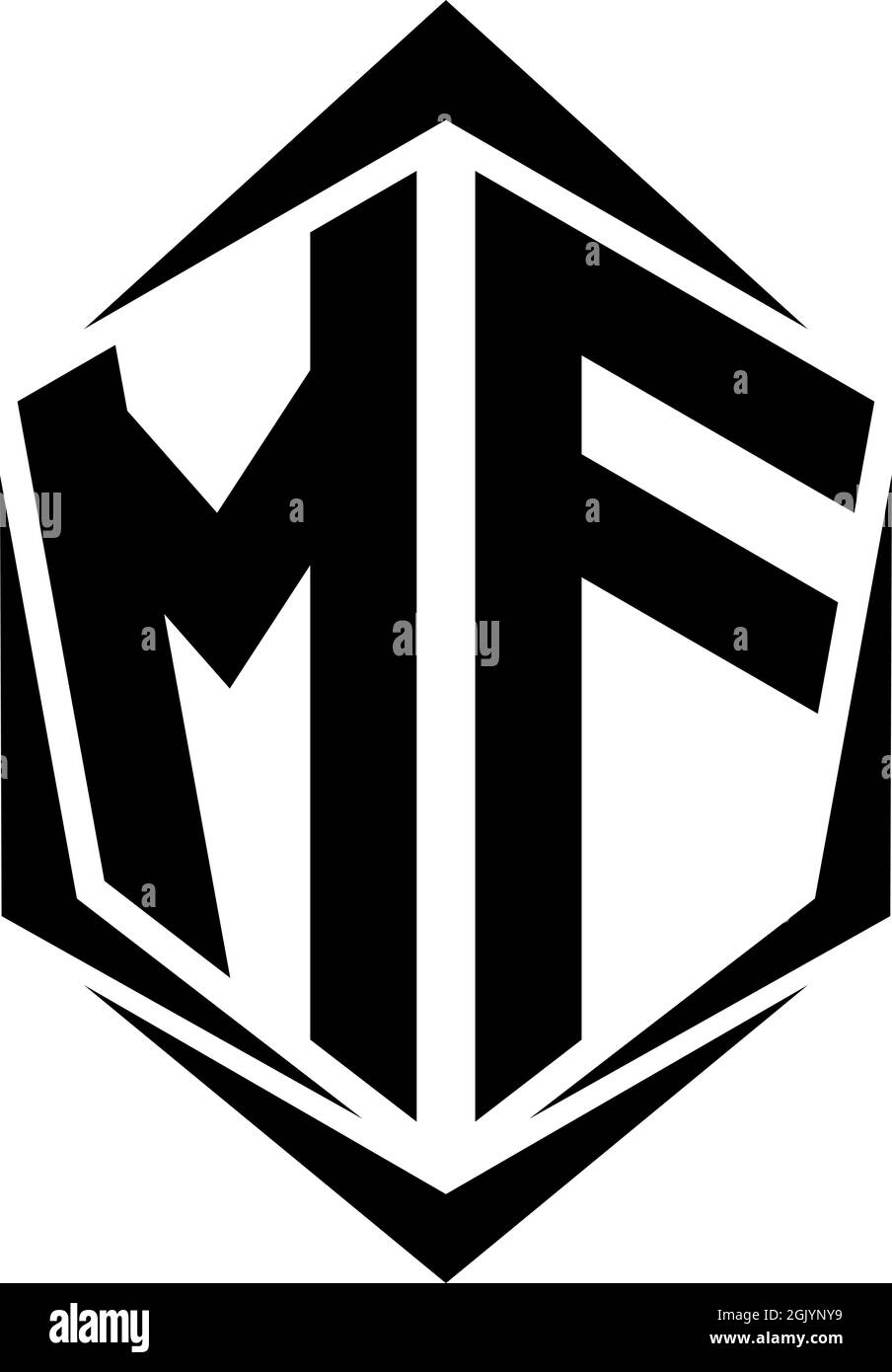 Initial MF logo design with Shield style, Logo business branding Stock ...