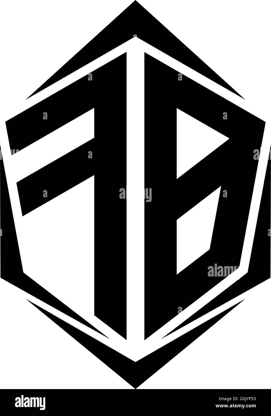 Initial FB logo design with Shield style, Logo business branding. Stock Vector