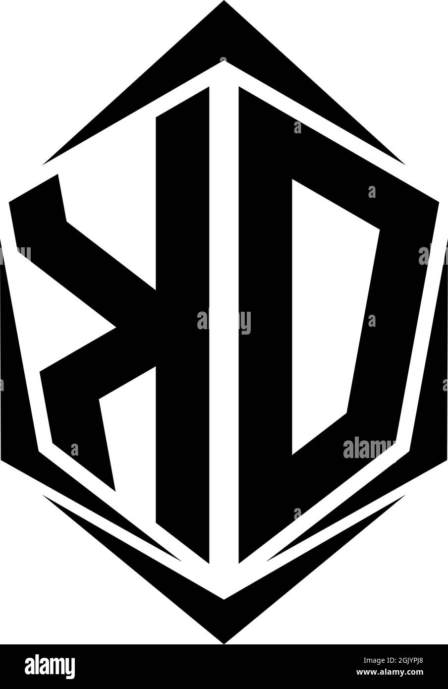 Initial KD logo design with Shield style, Logo business branding Stock