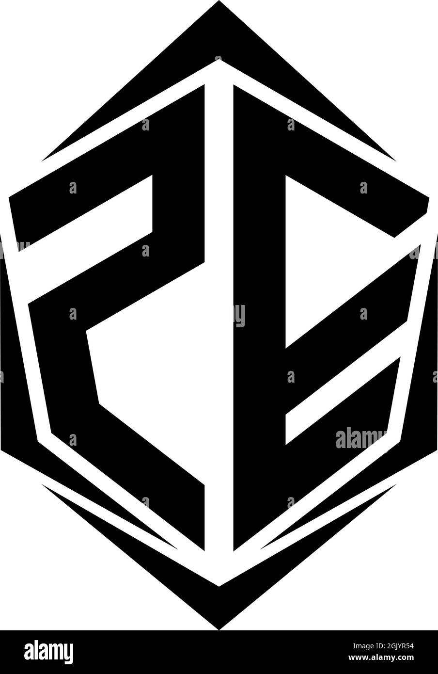 Initial ZE logo design with Shield style, Logo business branding Stock ...