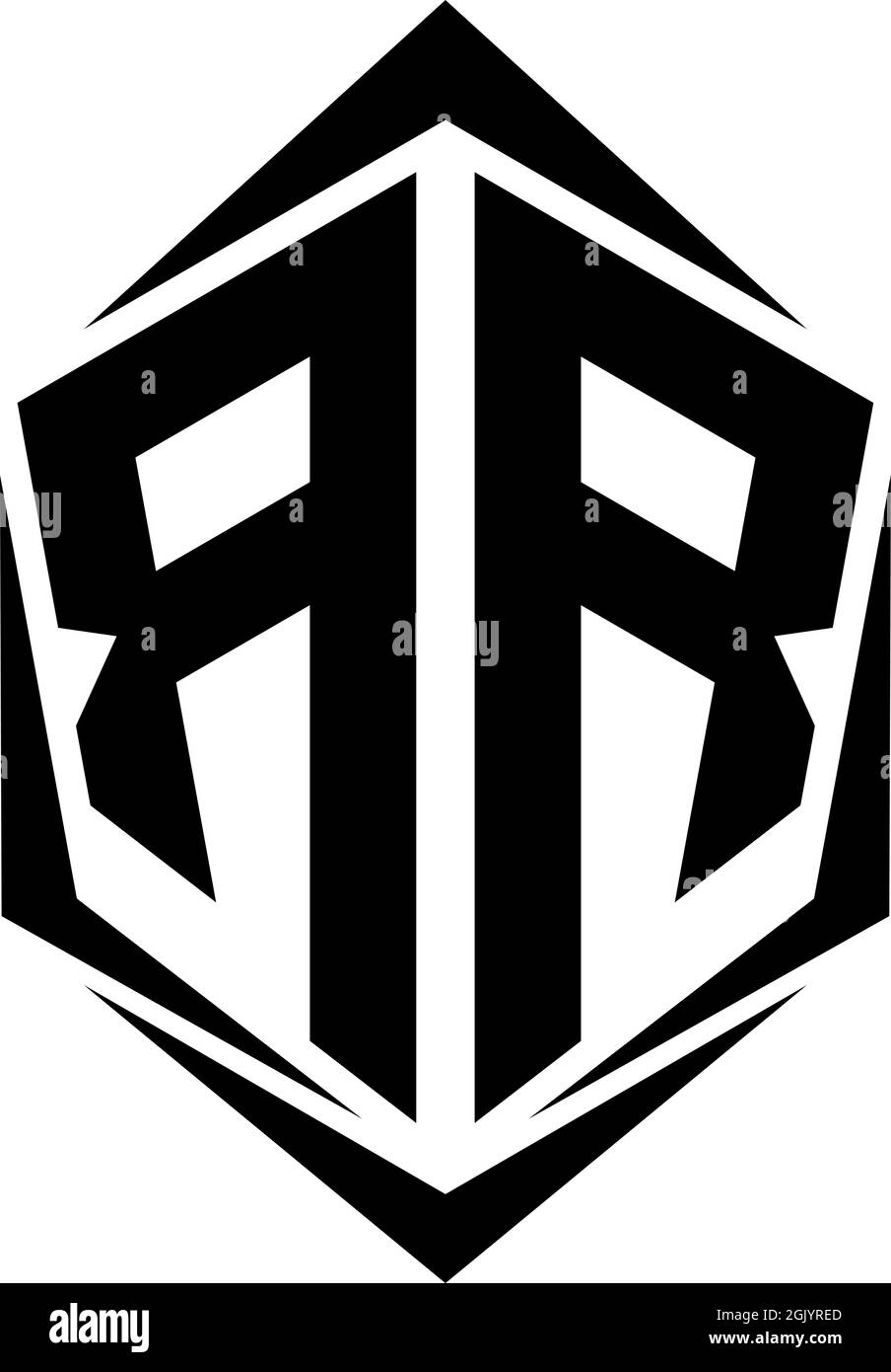 Initial RR logo design with Shield style, Logo business branding Stock