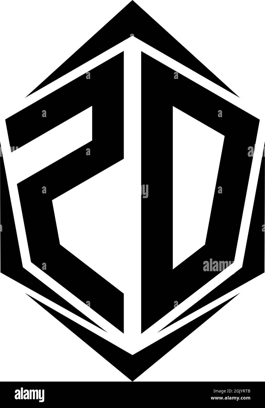Initial ZD logo design with Shield style, Logo business branding. Stock Vector