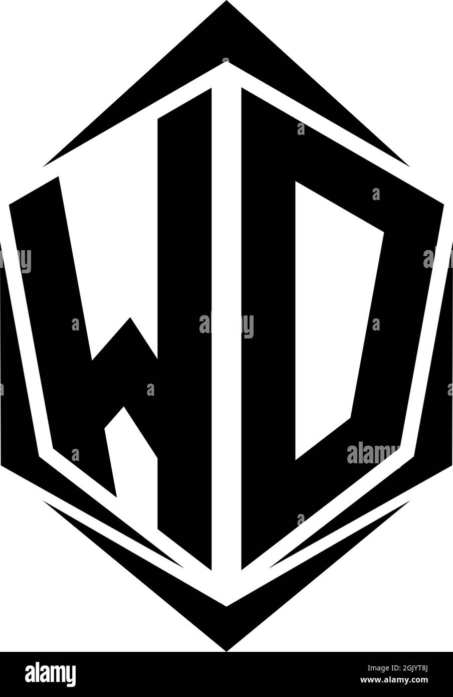 Initial WD logo design with Shield style, Logo business branding. Stock Vector