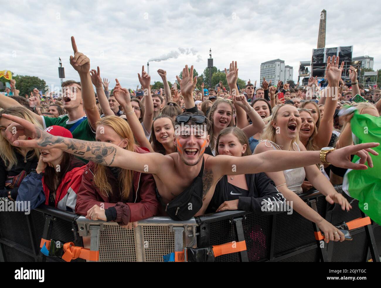 revellers watch dermot kennedy performing at the trnsmt festival at glasgow green in glasgow picture date sunday september 12 2021 stock photo alamy
