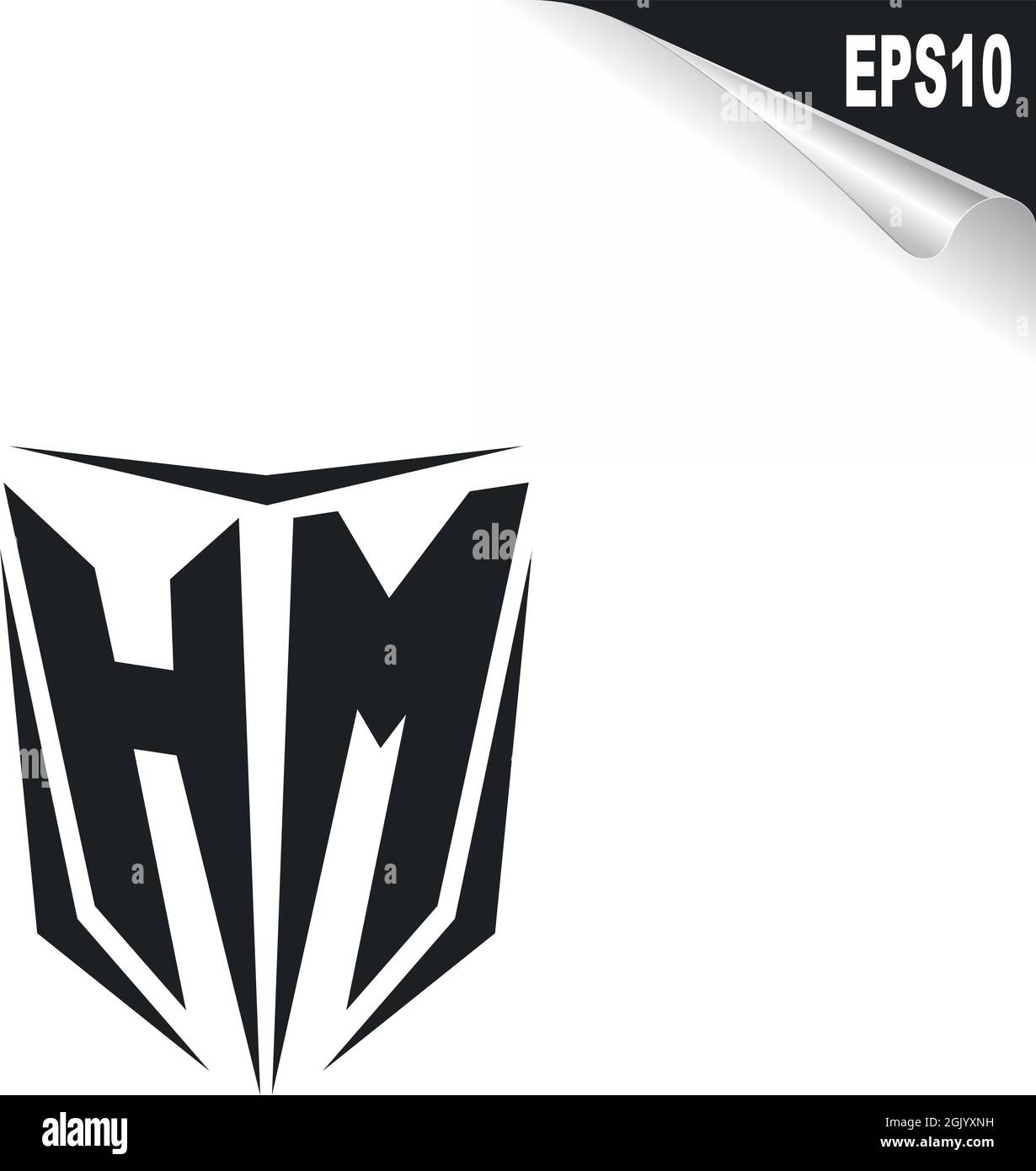 Initial HM logo design with Shield style, Logo business branding Stock ...