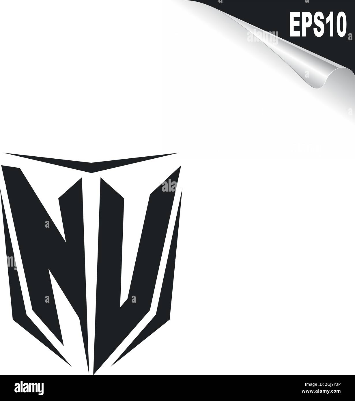 Initial NU logo design with Shield style, Logo business branding Stock ...