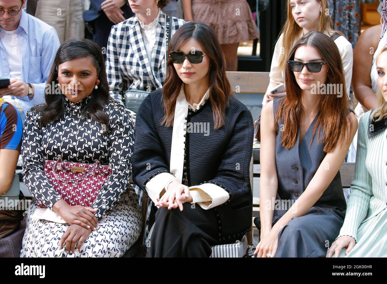 Mindy Kaling, Gemma Chan and Emily Ratajkowski sit in the front