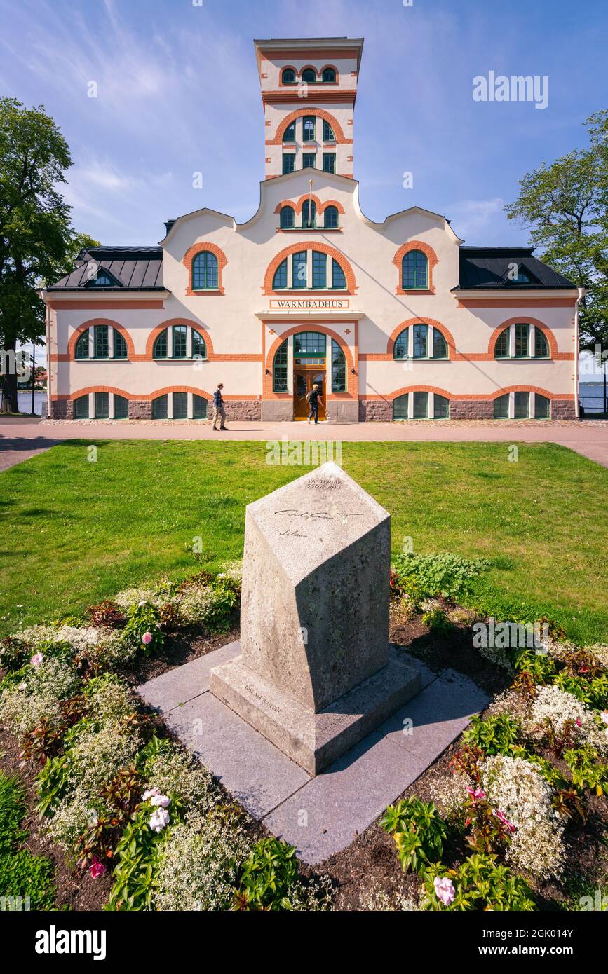 Vastervik, Sweden - 08.22.2021: Vertical shot of Warmbadhus building. Stock Photo