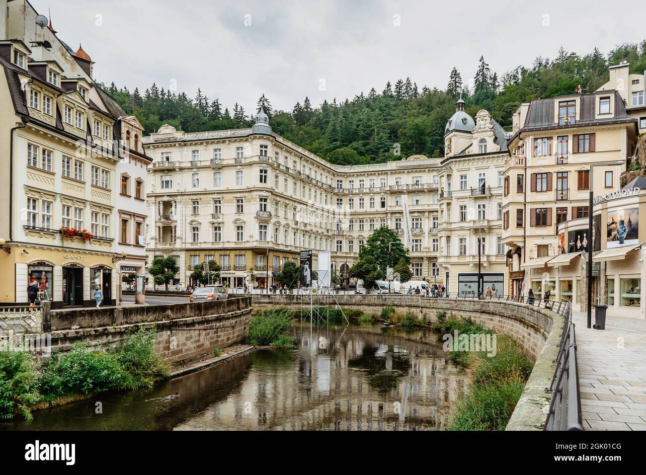 Karlovy Vary,Czech Republic - August 20,2021.Grandhotel Pupp in world famous spa city during film festival.Romantic architecture of Bohemia Stock Photo