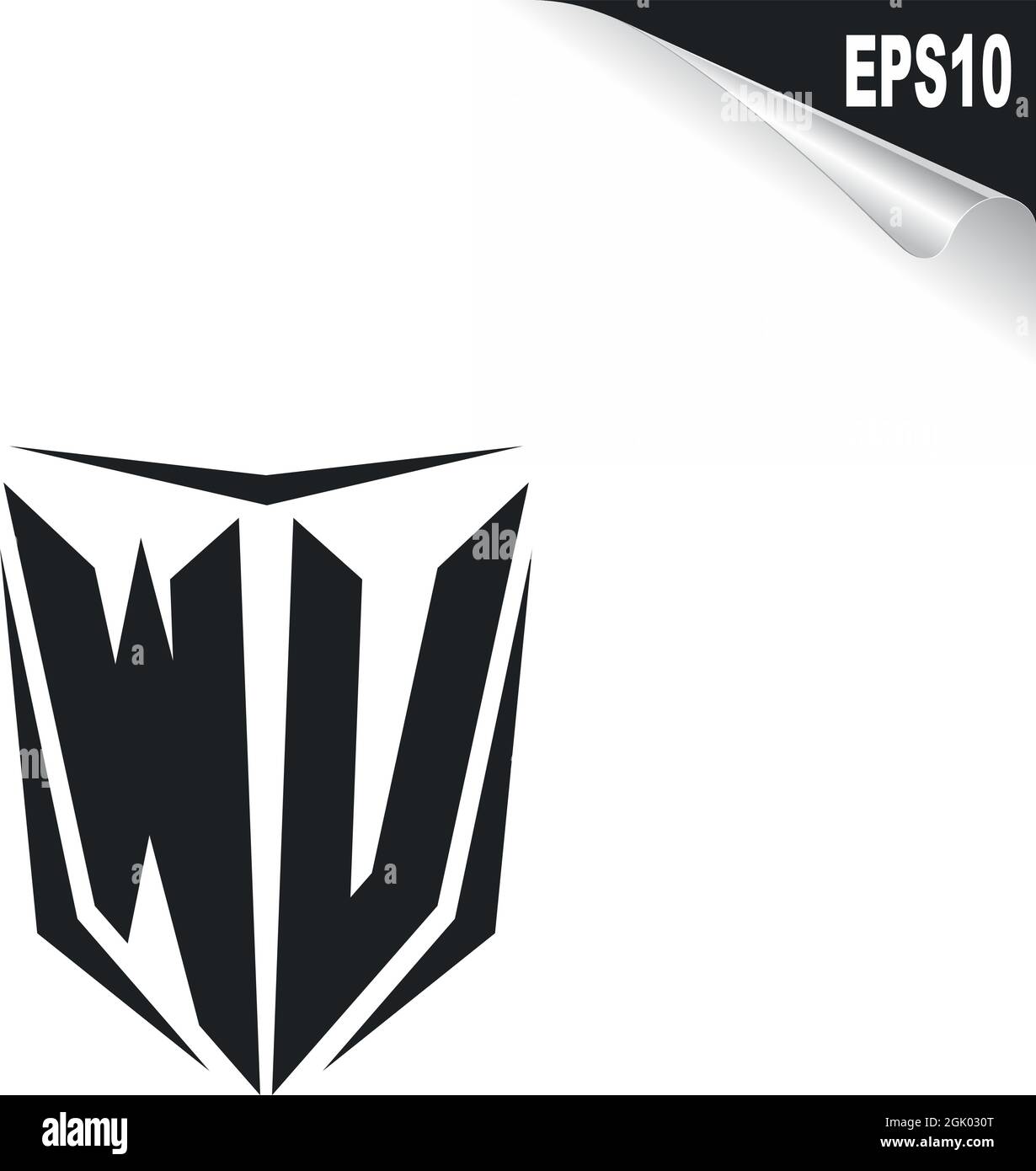 Initial WU logo design with Shield style, Logo business branding Stock ...
