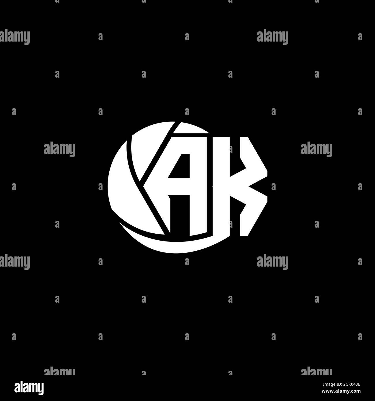 Initial AK logo design Geometric and Circle style, Logo business branding. Stock Vector