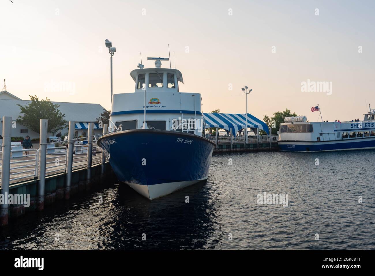 St. Ignace, MI July 14, 2021 Shepler's Ferry docked in St. Ignace
