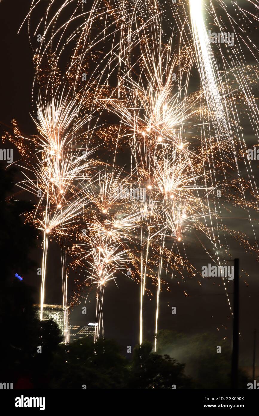 14th July fireworks in Paris. Stock Photo