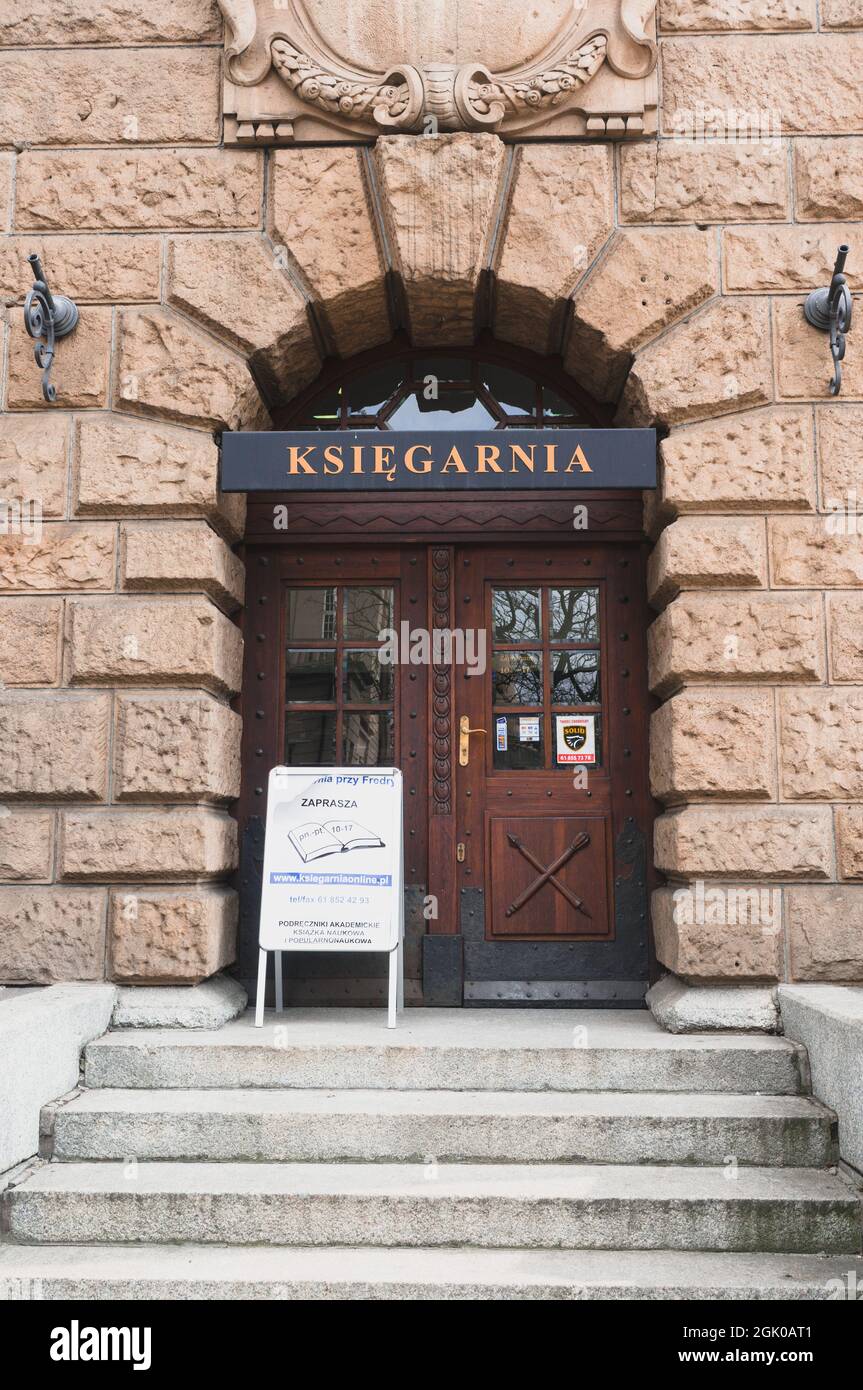 POZNAN, POLAND - Mar 26, 2018: A front entrance of a library in the ...
