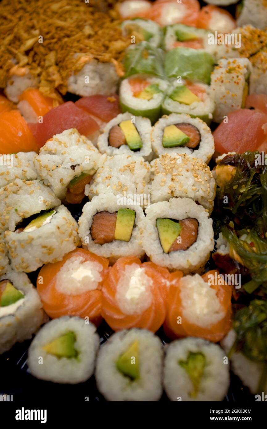 Various kinds of sushi Stock Photo