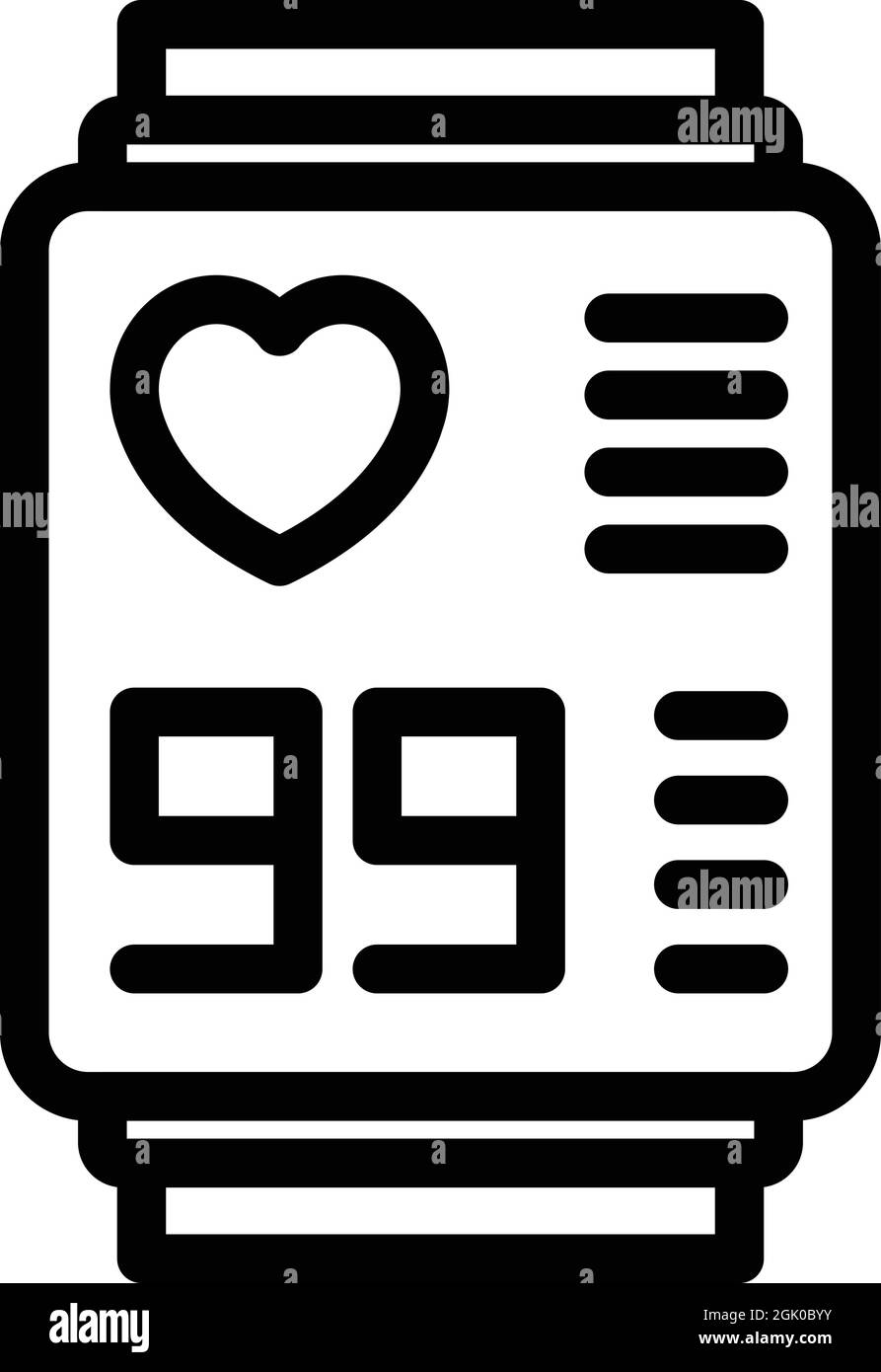 Smartwatch heart rate icon outline vector. Watch monitor. Smart health ...