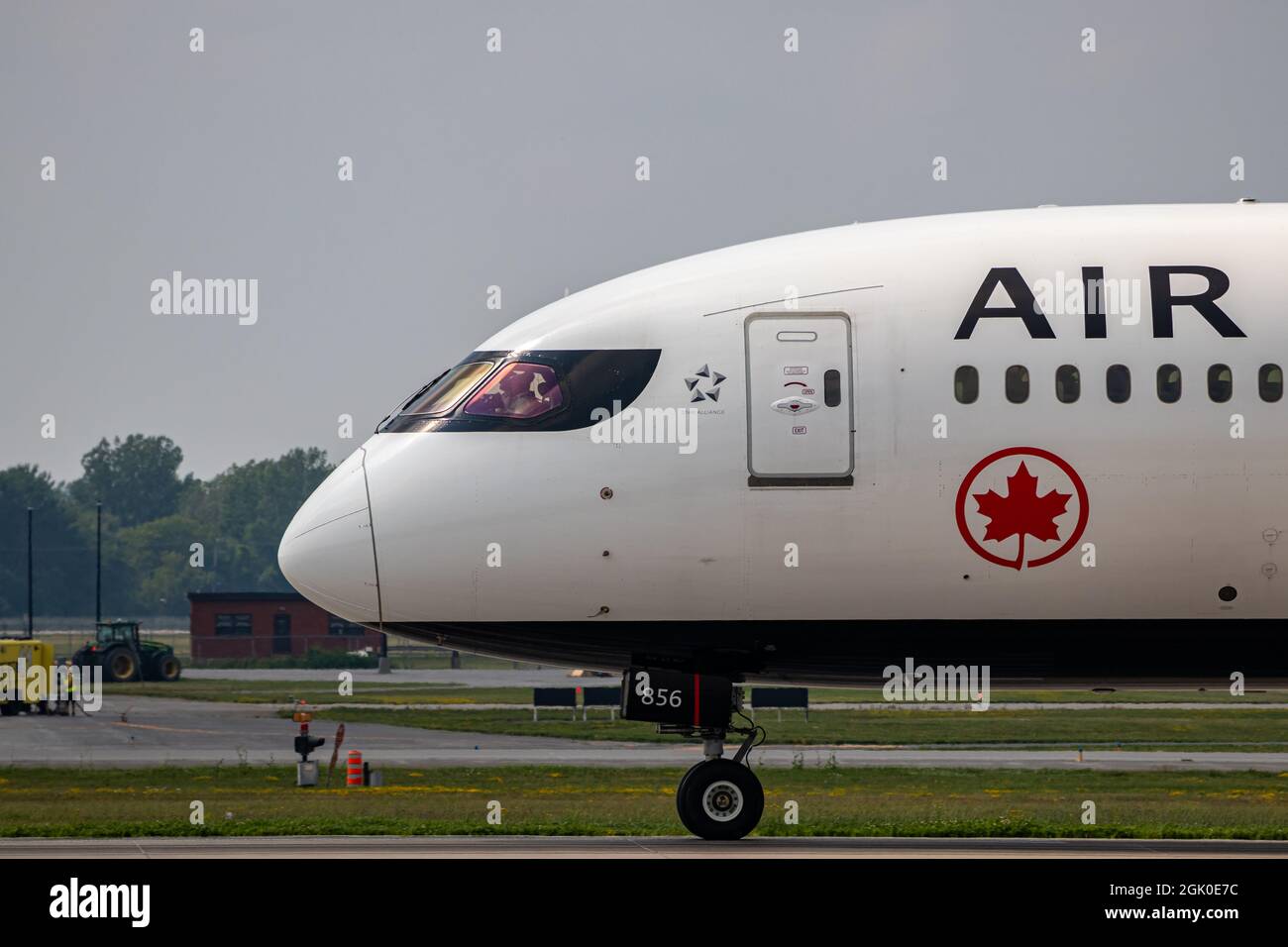 Montreal, Quebec, Canada - 07 06 2021:Air Canada Boeing 787-8 taxiing after landing in Montreal, Quebec. Stock Photo